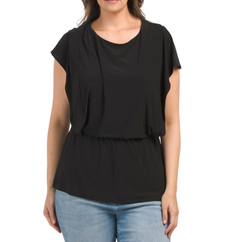 ◾️Anne Klein Plus Flutter Sleeve Top With Gathered Waist ◾️
